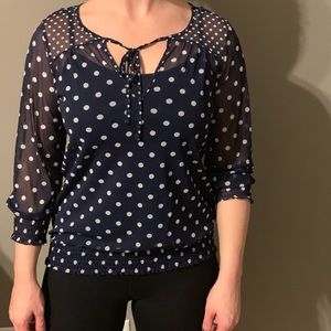 Polka dot white and blue blouse
